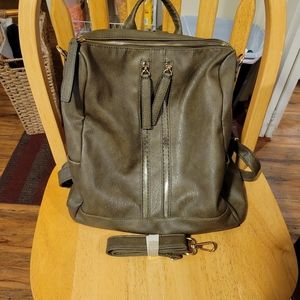 Large olive backpack Convertable purse